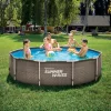 Piscina rotunda Active Frame Dark, double rattan, 305 x 76 (cm) cu cadru metalic Summer Waves