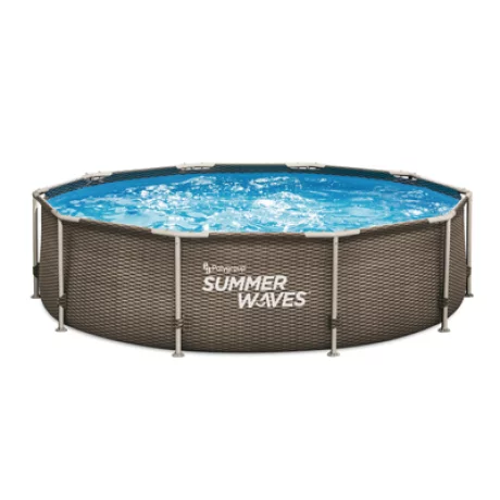 Piscina rotunda Active Frame Dark, double rattan, 305 x 76 (cm) cu cadru metalic Summer Waves