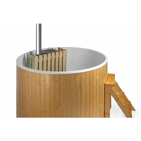 Hot Tub rotund din material compozit cu lambriuri de lemn