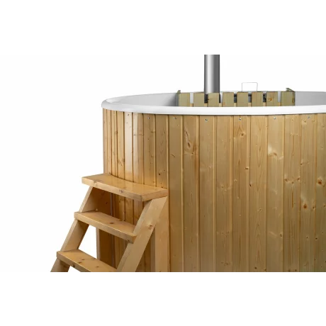 Hot Tub rotund din material compozit cu lambriuri de lemn